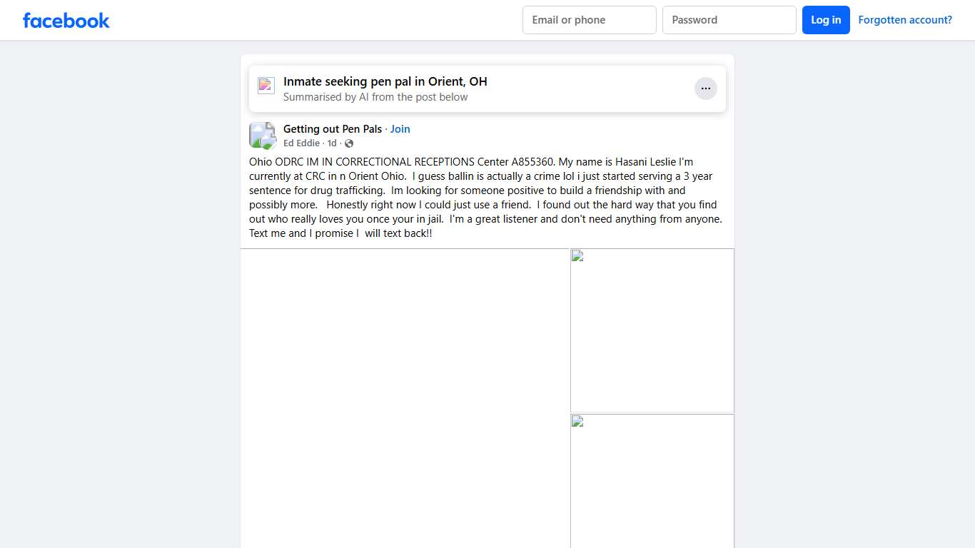 Getting out Pen Pals Ohio ODRC IM IN CORRECTIONAL RECEPTIONS Center A855360 Facebook